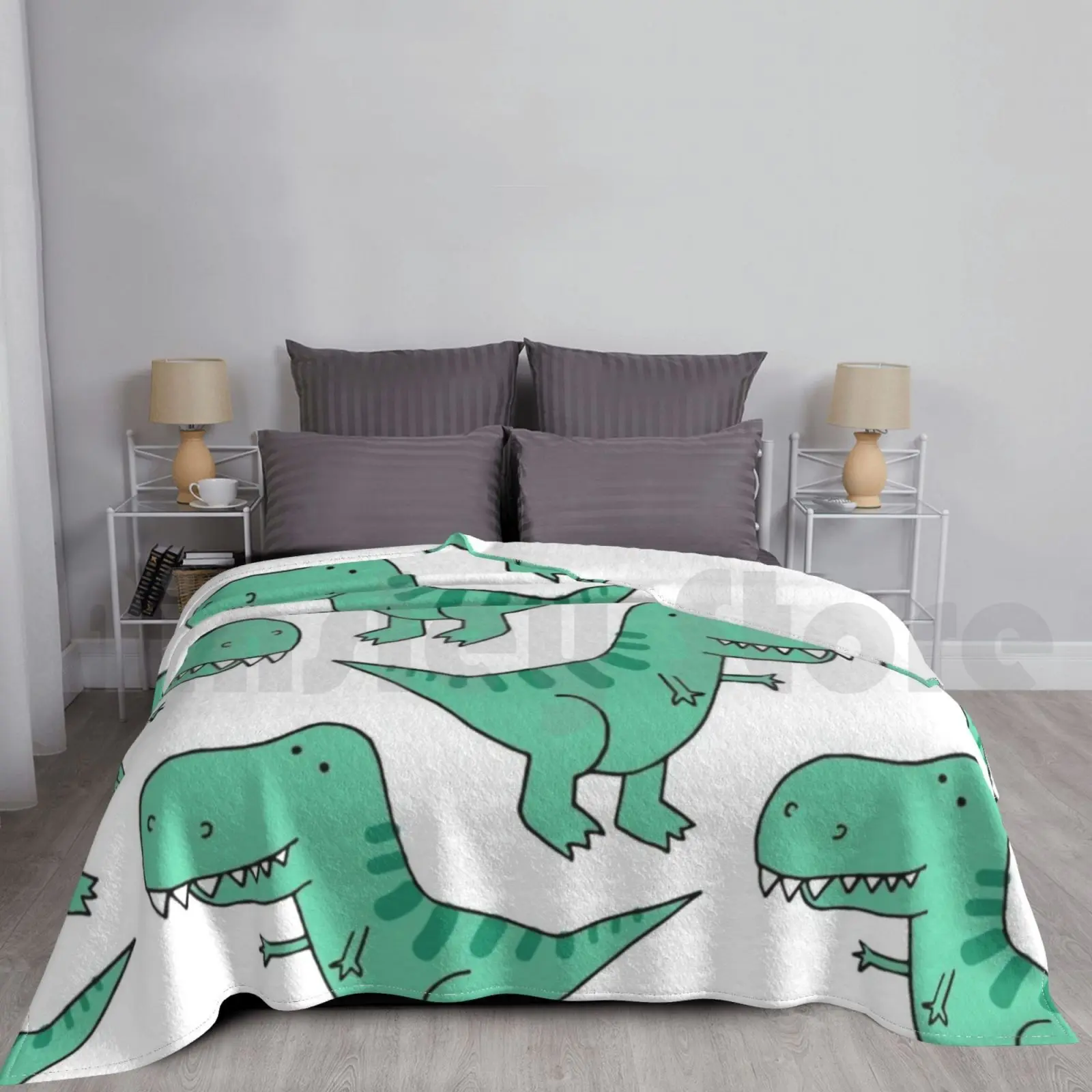 

Dinosaur Print Blanket Super Soft Warm Light Thin Dinosaur Dino T Rex Rex Rawr Roar Cartoon Cute Boys Fun
