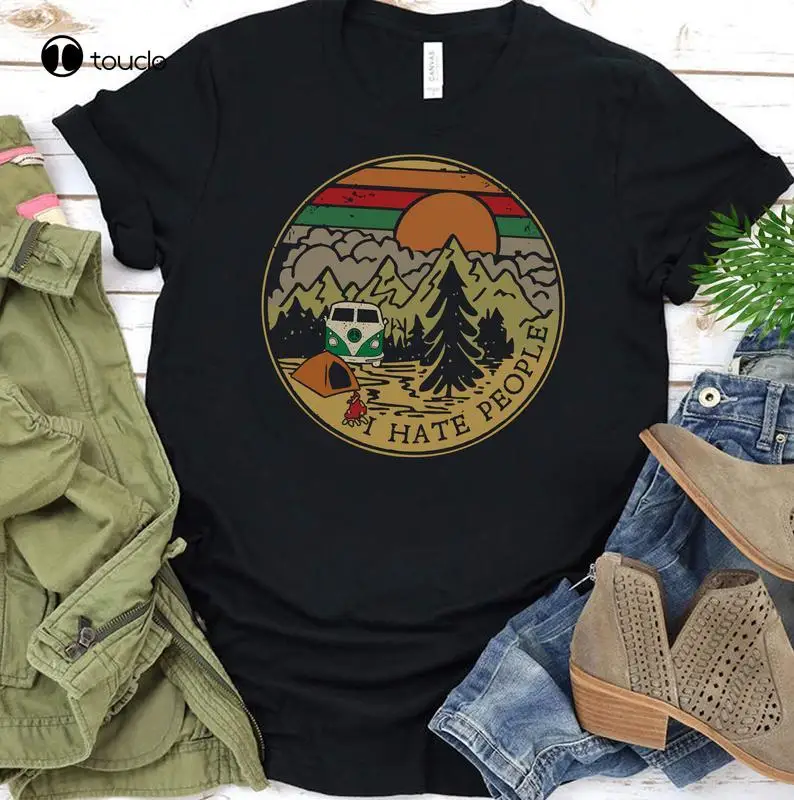 

I Hate People туристический подарок, винтажная Женская футболка для походов, футболка унисекс