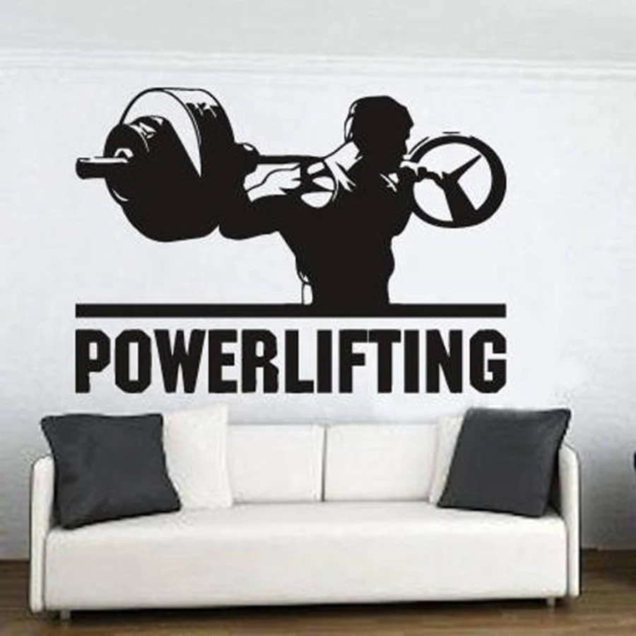 

Powerlifting наклейки на стену спальни домашний декор мотивация тренировки тренажерный зал виниловые наклейки на стену Фитнес Спорт Бодибилдинг...