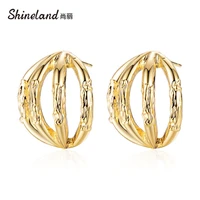shineland fashion bijoux stud earrings for women 2021 statement geometric vintage metal brincos punk jewelry gift