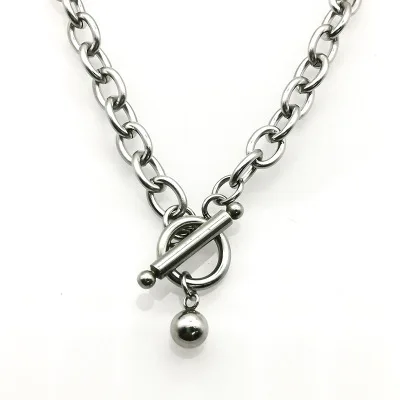 Silver(6mm) OuGuan хип-хоп Титан, сталь, серебро застежка от шара кулон ожерелье женские мужские ролл цепи ожерелье ювелирные изделия - Окраска металла: Silver(6mm)