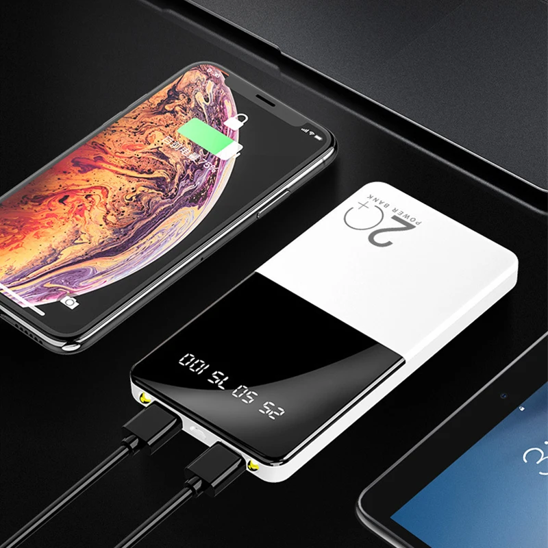 20000mAh Slim Power Bank Portable Charger External Battery Pack Powerbank for iPhone 12 Pro Xiaomi Mi 8 Huawei Samsung Poverbank | Мобильные