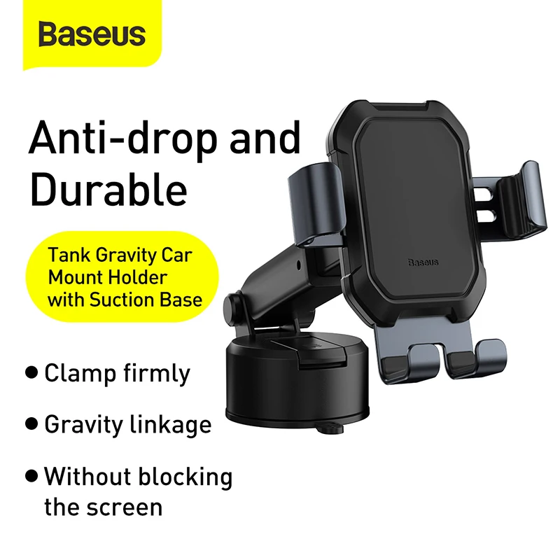 baseus gravity car phone holder suction cup adjustable universal holder stand in car gps mount for iphone 13 12 pro xiaomi poco free global shipping