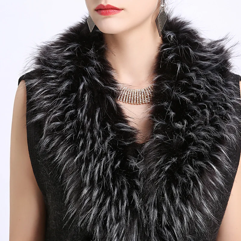 Для женщин осенне-зимняя одежда из шерсти комбинированный Жилет Безрукавка