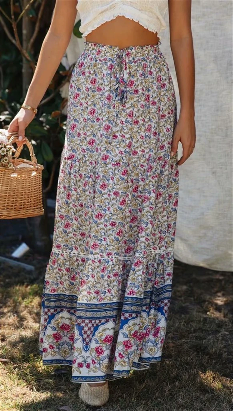 Boho королев Мода хиппи для женщин с цветочным принтом пляжное богемное