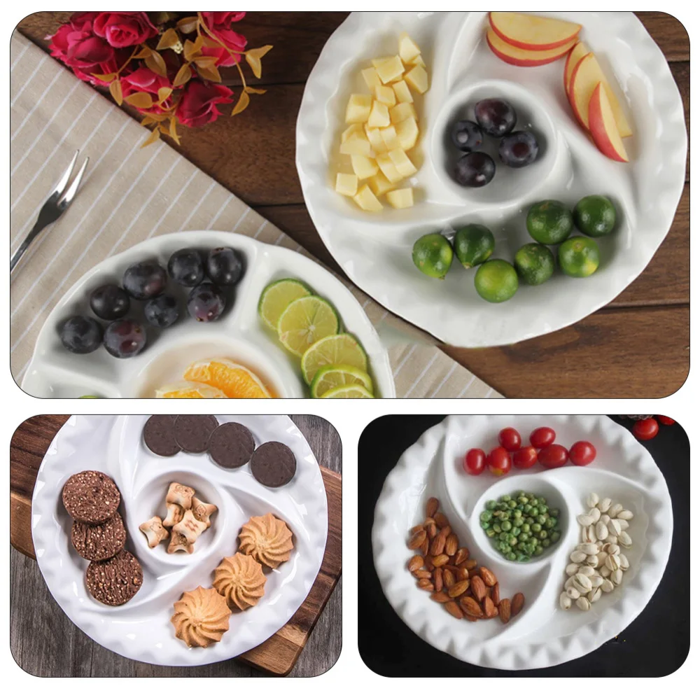 

1 Pc Multipurpose Snack Plate Household Snack Tray Dessert Tray (White)