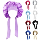 Для женщин цветочный принт полиэстер ночной Чепчик для сна волосы шляпа женский Повседневное широкая полоса головных уборов атласная душ тюрбан шляпа