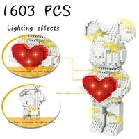 new 1603pcs love light bear model ornaments micro particle building blocks educational childrens toy gift