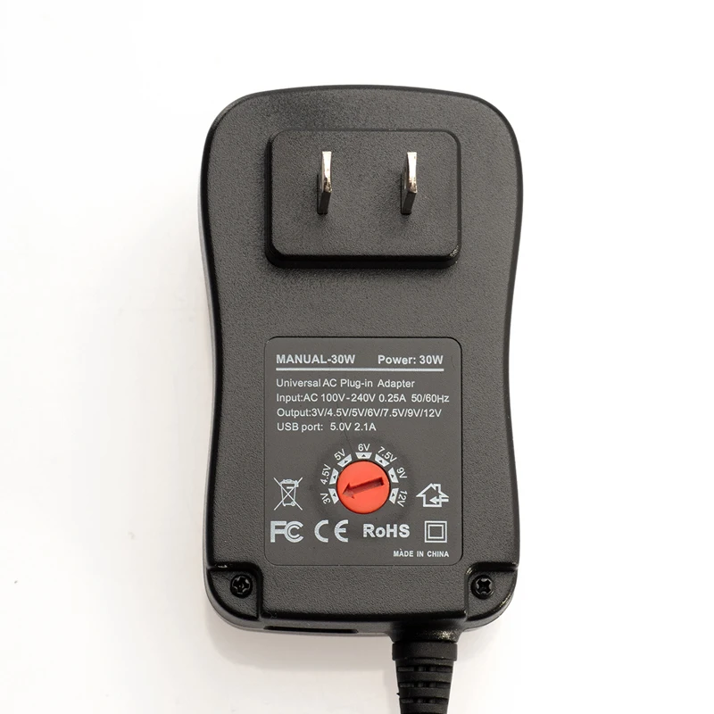 Адаптер 3 в 4 5 6 7 9 12 В 2A 2.5A AC/DC Регулируемый источник питания Универсальное