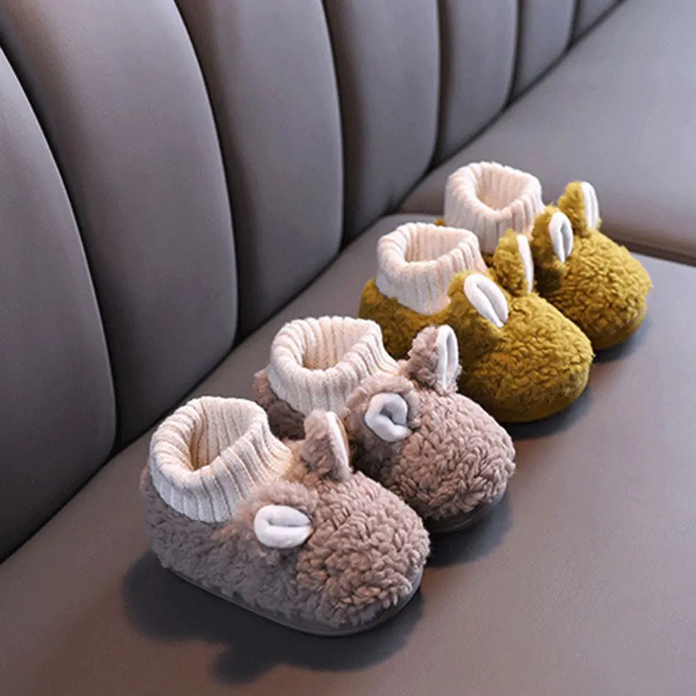 1 Pairs Boys Girls Baby Slippers Home Cartoon Keep Warm Plush Velvet Cotton Indoor Shoes | Детская одежда и обувь