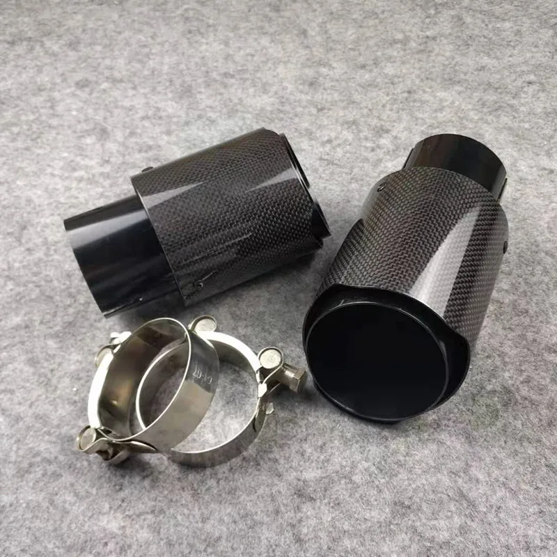 Универсальная глянцевая черная выхлопная труба Akrapovic из углеродного волокна +