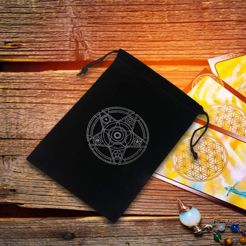 Bolsa de almacenamiento de cartas de Tarot de pentagrama de terciopelo, Mini bolsa con cordones, bolsita con cord&oacute;n para joyer&iacute;a, 2021-5