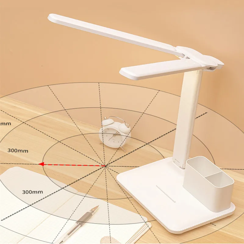 

Double Lamp Type Led Desk Lamp 3 Color Touch Dimming Foldable Desk Lamp Work And Study Eye Protection Table Lights USB Charge