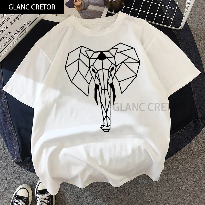 

Harajuku Lady Girl Top Tee Women Clothes Geometric Animals Print Women T-Shirt Summer Short sleeve Casual o-neck tshirt Casual