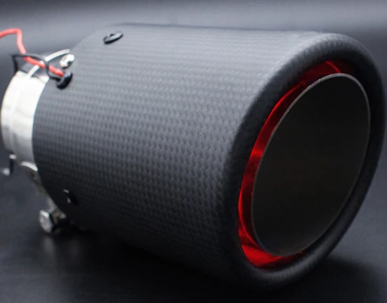 red 66mm to 102mm Выхлопные трубы светодиодный свет углерод глушитель выхлопной трубы синий и красный цвета Цвет 12V Питание - Цвет: red 66mm to 102mm