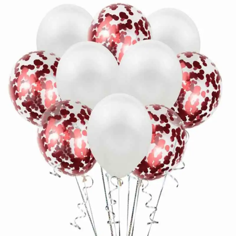 white red 10 шт./компл. 12 дюймов многоцветный конфетти латексных воздушных шаров с Свадебные украшения шары Baby Shower День рождения Праздничный Декор - Цвет: white red