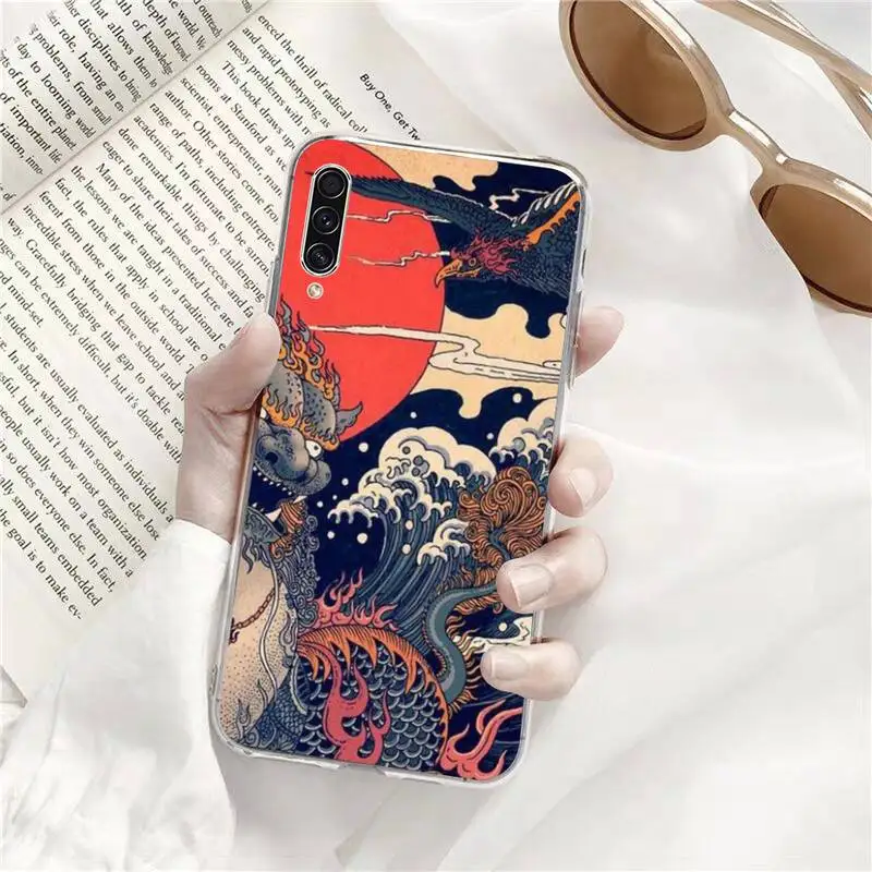 

Japanese Style Art Phone Case Transparent for Samsung s9 s10 s20 Huawei honor P20 P30 P40 xiaomi note mi 8 9 pro lite plus