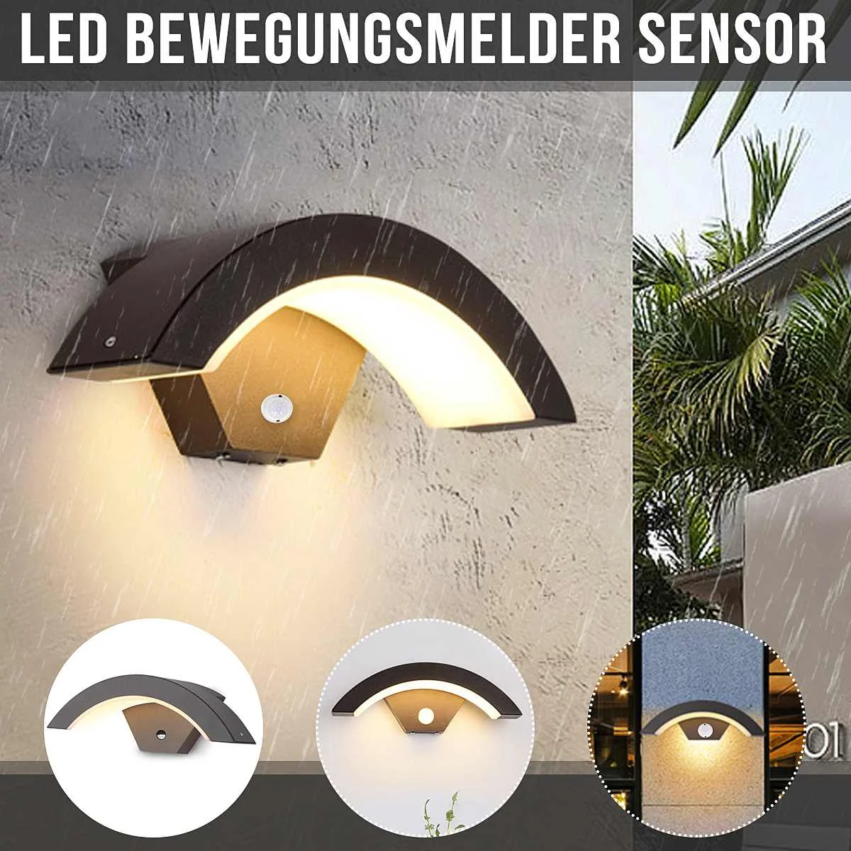 Светодиодный настенный светильник с датчиком движения 15 Вт для сада и двора