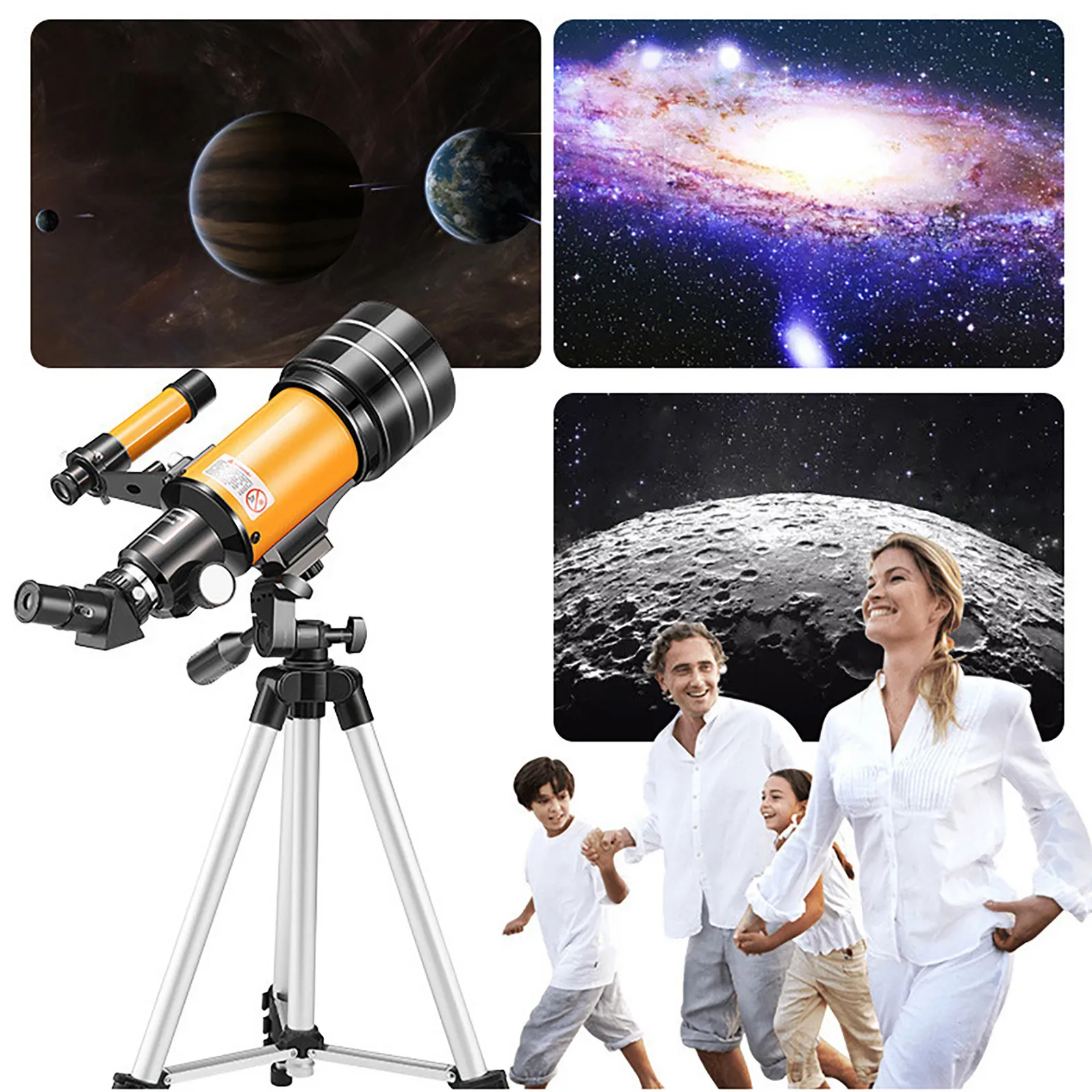 

Monocular Telescope 30070 With Adjustable Tripod Phone Adapter For Moon Watching