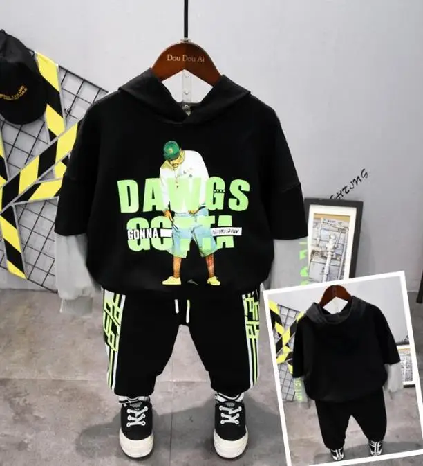 

Спортивный костюм для малышей, модная детская одежда для мальчиков и девочек, спортивная одежда, весеннее осеннее разноцветное худи для мал...