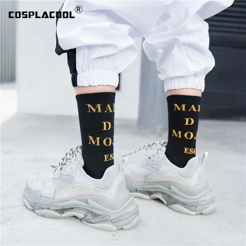 

[COSPLACOOL]Harajuku Letter Jacquard Socks Creative Hip Hop Skateboard Crew Funny Socks Women Japan Divertidos Skarpetki Sokken