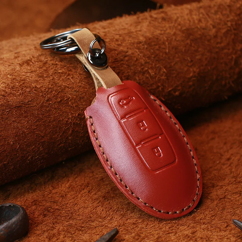 

Leather Car Key Case Cover for Nissan 2019 2020 Armada GT-R Altima Almera 370Z Leaf Kicks Murano Maxima Key Shell Protector