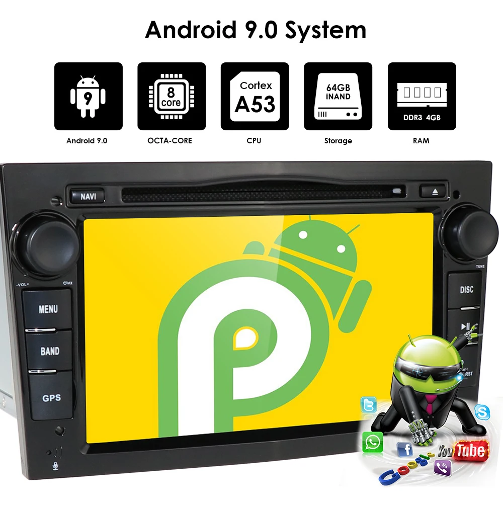 HD 1024*600 Восьмиядерный 2din Android 9,0 4G+ 64G Автомобильный dvd-плеер для Opel Corsa Vectra C D Meriva Vivaro Tigra Signum радио gps Navi