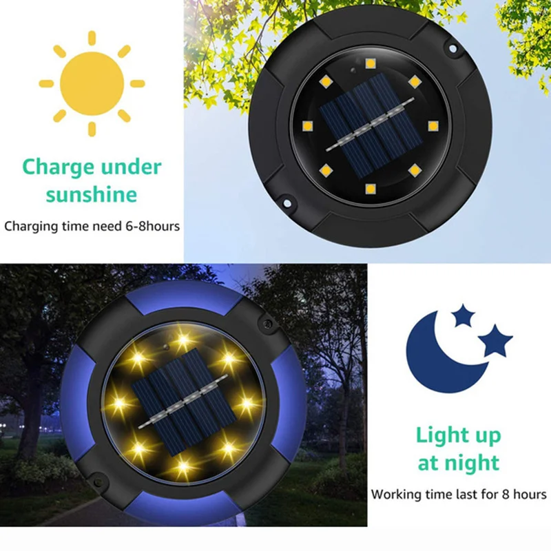 

LED Outdoor Solar Garden Lights Waterproof In-Ground Light Solar Lamp Lighting Pathway Yard Deck Warm White Light Control THB516
