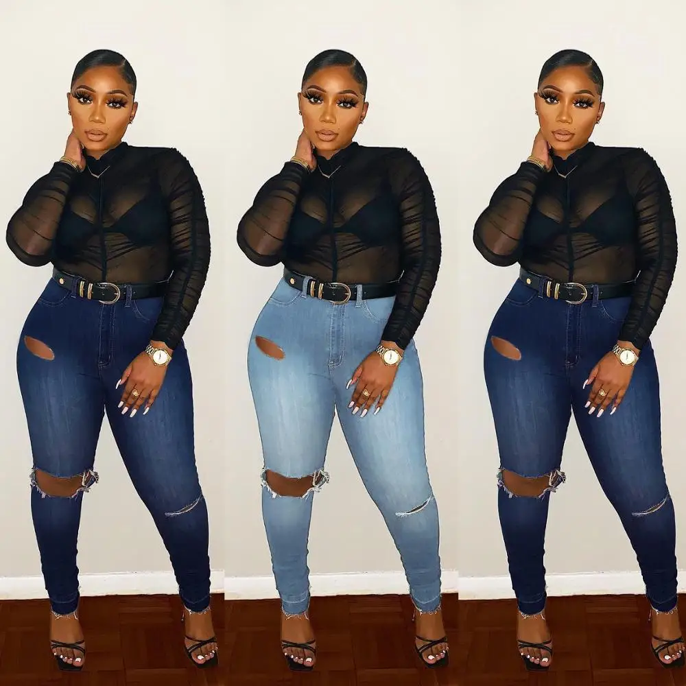 

Women's jeans high-waist jeans women's casual pencil pants hot jeans women's slim-fit jeans retro ripped jeans with tassels