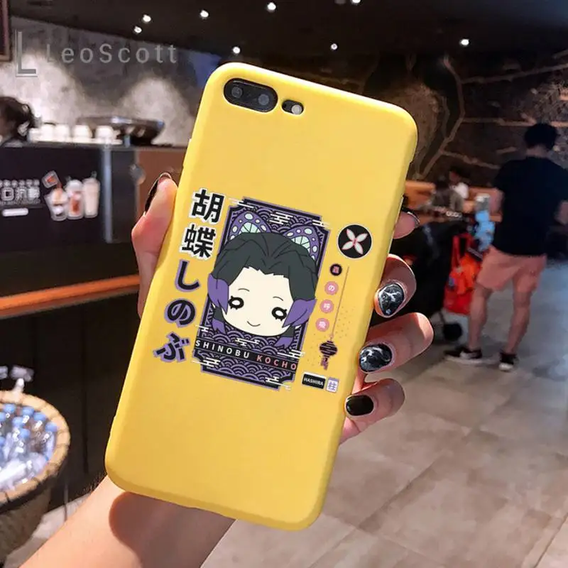 

Demon Slayer Kamado Tanjirou Phone Case Yellow Candy Color for iPhone 6 7 8 11 12 s mini pro X XS XR MAX Plus
