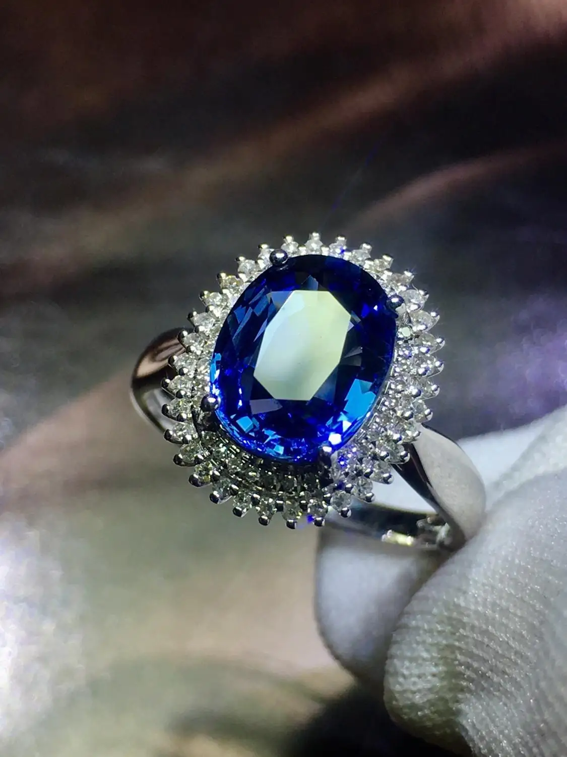 820 тонкие ювелирные изделия из сапфира кольцо натуральный 3.1ct Разогревающий драгоценный камень, синий сапфир чистый 18 K золото ювелирные изделия для женщин Кольца Бриллианты