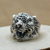 925 sterling silver ring tiger head ring fashion ring adjustable ring retro thai silver fashion ring