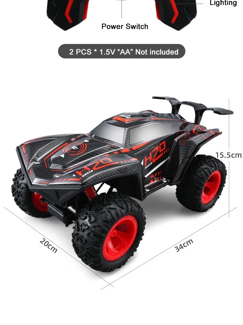 

4WD RC Cars Off Road 4x4 Remote Control Car 1/12 RC Drift Car With Fog Stream 5 Lighting Modes 2 Batteries 40Min Play Time
