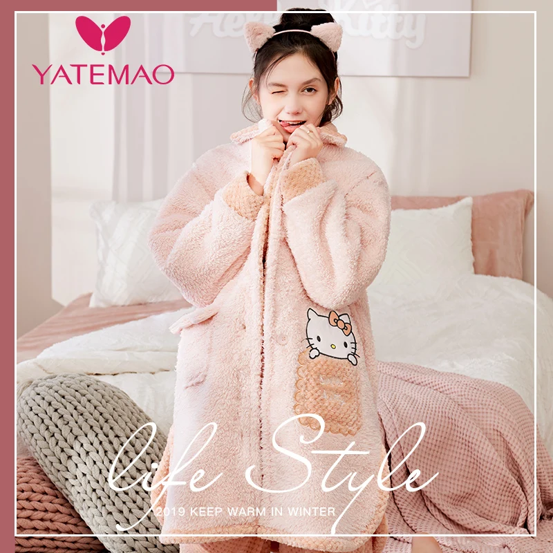 YATEMAO/утолщенная пижама с длинными рукавами для кормления фланелевая одежда сна