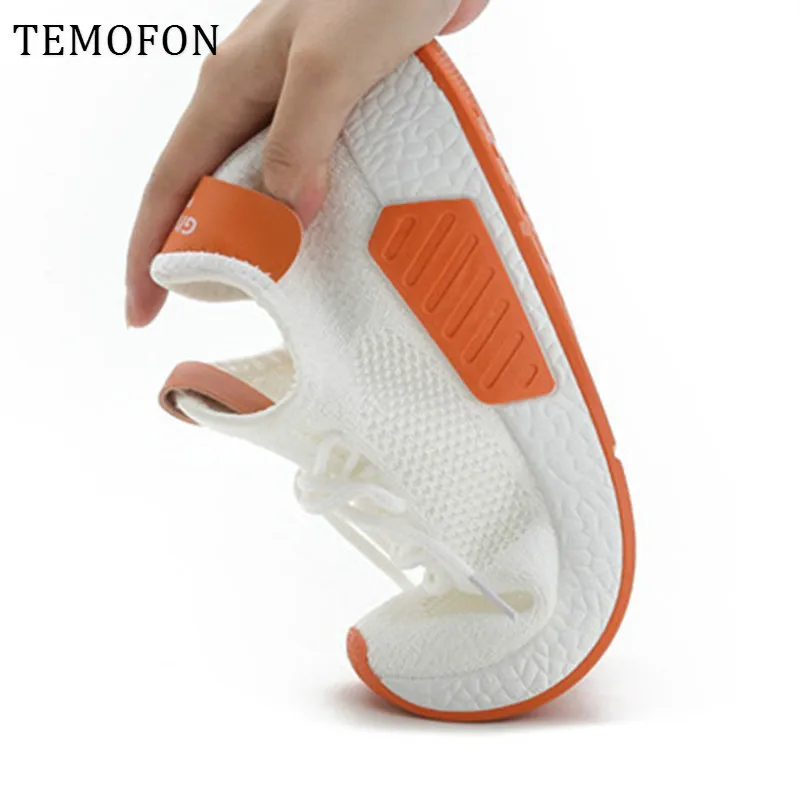 TEMOFON/дышащие женские кроссовки; женская повседневная обувь из белого сетчатого материала; Вулканизированная Обувь На Шнуровке; спортивная обувь из сетчатого материала; женская обувь; HVT657