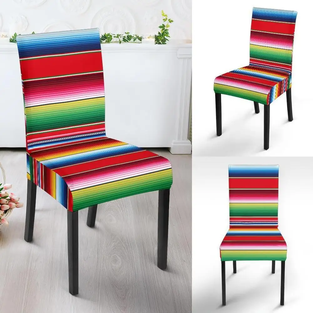 

TOADDMOS Drop Ship Seat Chair Cover Serape Pattern Stretch Elastic Slipcovers Kitchen Dining Room Wedding Banquet Chair Covers