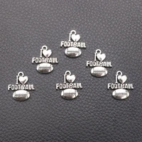 12pcslot silver plated i love football charm metal pendants diy necklaces bracelets jewelry handicraft accessories 1918mm p475