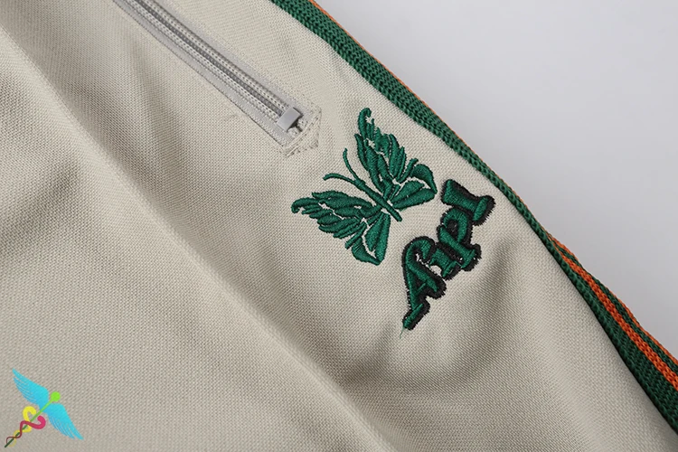 

Needles x Aipl Limited Sale Sweatpants Men Women High Quality Butterfly Embroidery Side Striped Webbing Pant Loose Wide-leg Pant