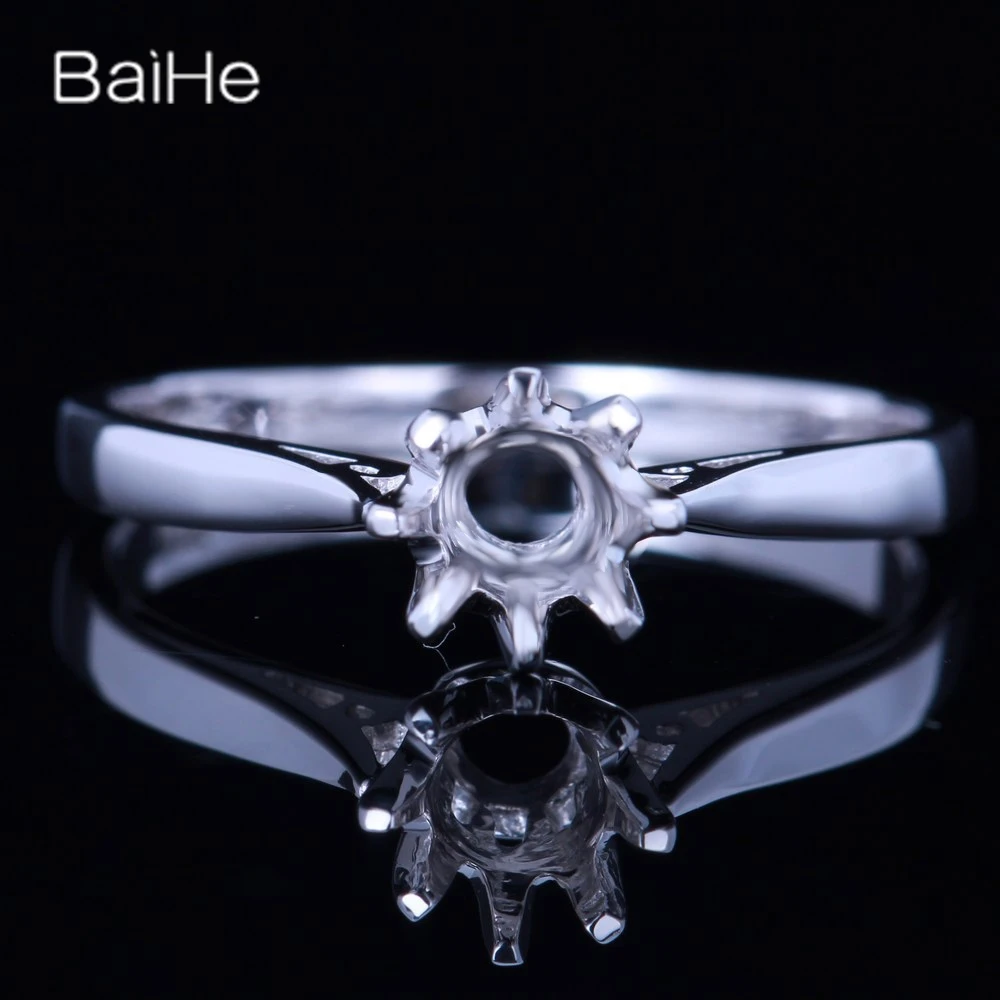 

BAIHE подлинное Твердое 14K белое золото круглое полукруглое кольцо для изготовления ювелирных изделий Кольцо полукруглое кольцо سماھھھھھھ