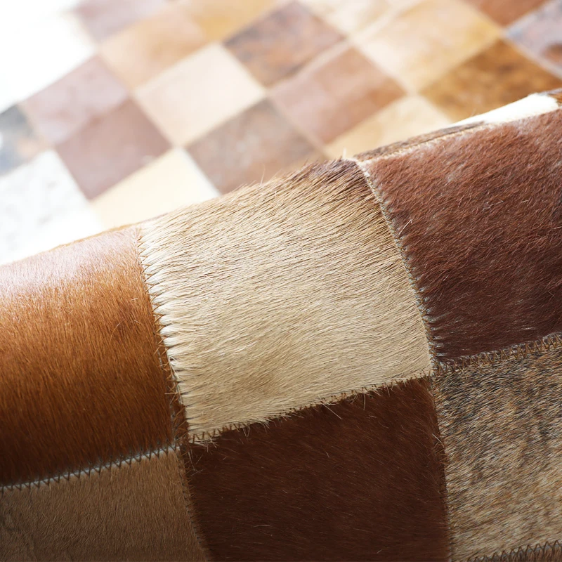 

American Style Cowhide Patchwork Rug Big Size Genuine Cow Skin Fur Carpet Plaid Decorative Living Room Rug SALES Cow Hide