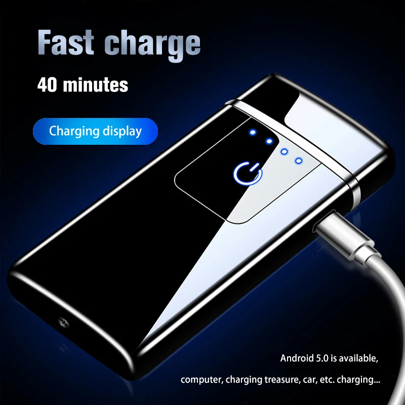 USB Electronic Lighter LED Power Display Rechargeable Touch Sensitive Pulse Cross Arc Windproof Light Smoking Supply Men's Gifts | Дом и