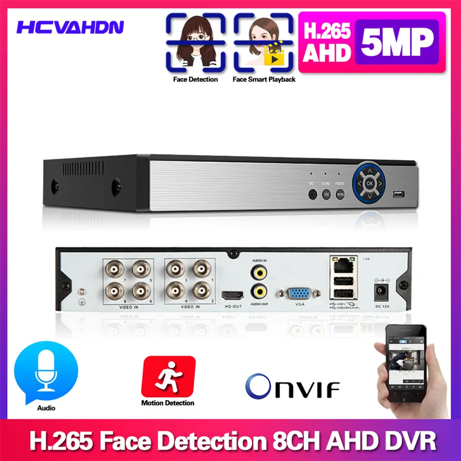 

AHD 5MP CCTV Wifi DVR NVR H.265 8CH P2P Xmeye Cloud Video Face Recorder Home Surveillance Security CCTV ONVIF For AHD&IP Camera