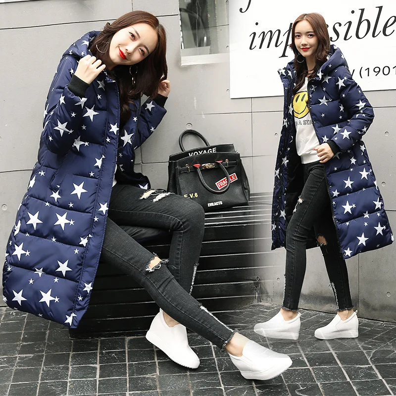 Hooded Colorful Winter Down Coat Jacket Long Warm Women Casaco Feminino Abrigos Mujer Invierno Parkas Outwear Coats Ru50