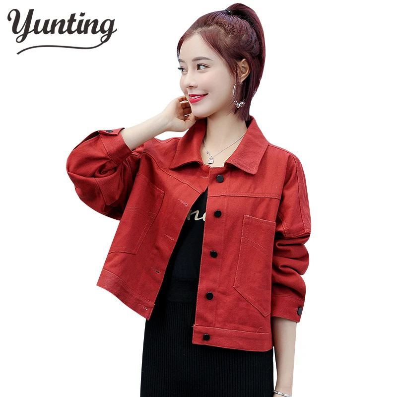 Женская джинсовая куртка с длинным рукавом короткая из денима верхняя одежда