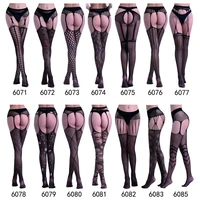 2021 new sexy solid lace elastic high waist see through print fishnet stockings for women lingerie garter pantyhose mesh tights