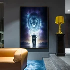 Плакаты с абстрактным мужским львом и младенцем, принты картины на холсте настенные картины для декора гостиной (без рамки)