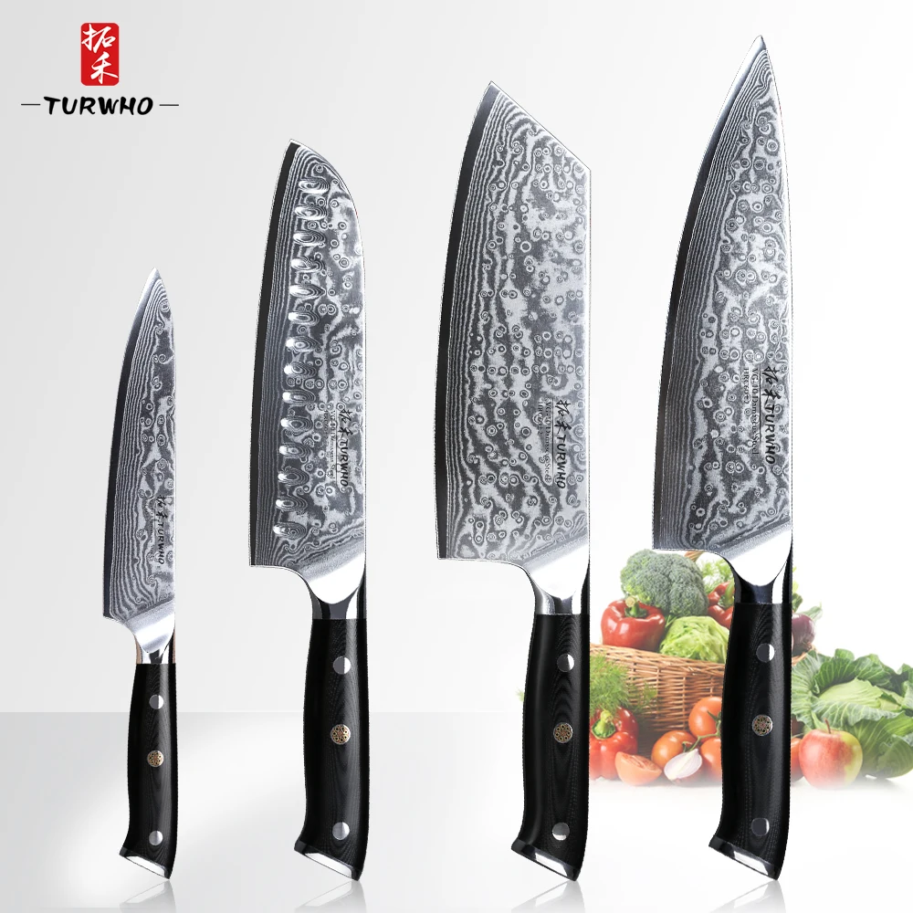 TURWHO набор профессиональных кухонных ножей из 67 слоев дамасских стальных супер