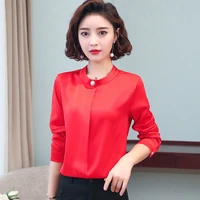female chiffon shirt womens long sleeve temperament spring coat korean version versatile small shirt professional shirt backing