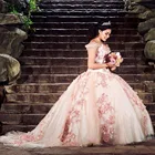 2021 милое праздничное платье принцессы с открытыми плечами и 3D цветочной аппликацией, бальное платье 16 лет, платья 15 лет