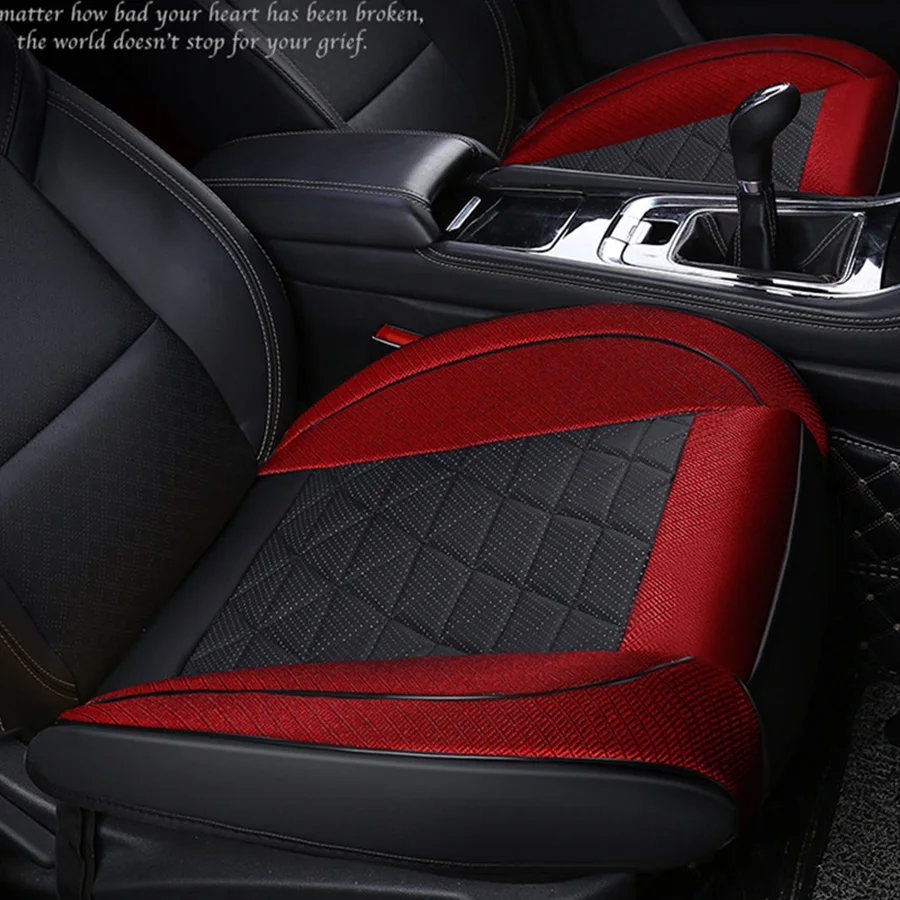 

Universal Black&Red Linen Car Front Seat Pad Seat Cover Four Seasons Auto Interior Accessories Mat Protector